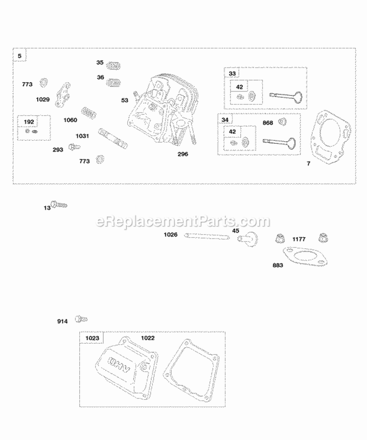 Cylinder Head Valve Cover Diagram and Parts List for 246437-0084-B1  Briggs and Stratton Engine